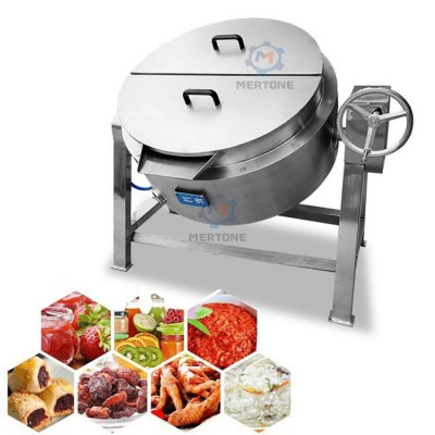 可傾式帶攪拌燃氣加熱夾層鍋 食堂蒸煮鍋 商用醬料熬制夾層鍋炒鍋