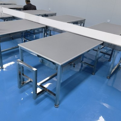 不銹鋼工作臺灰色防靜電臺板加厚不銹鋼抽屜流水線輸送帶變頻調速